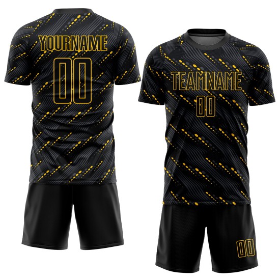 Black-Gold Black Soccer Custom Jersey Sublimation Uniform