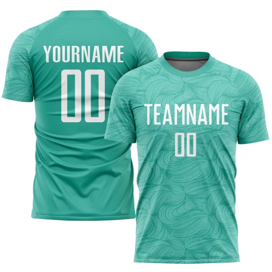 Uniform Aqua Soccer White Jersey Sublimation Custom