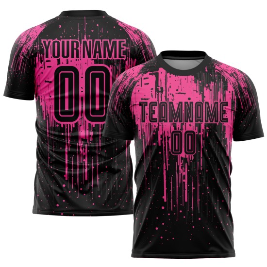 Custom Black Sublimation Jersey Uniform Soccer Pink