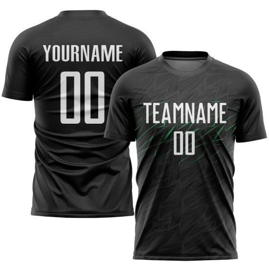 Black Custom White-Neon Soccer Jersey Uniform Sublimation Green
