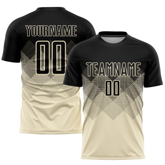 Cream Jersey Black Sublimation Custom Uniform Soccer
