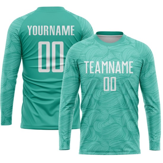 Uniform Aqua Soccer White Jersey Sublimation Custom
